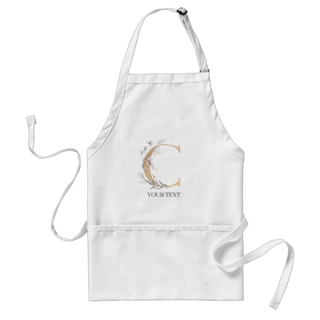 Tablier C Monogramme Floral Personnalisé (Devant)