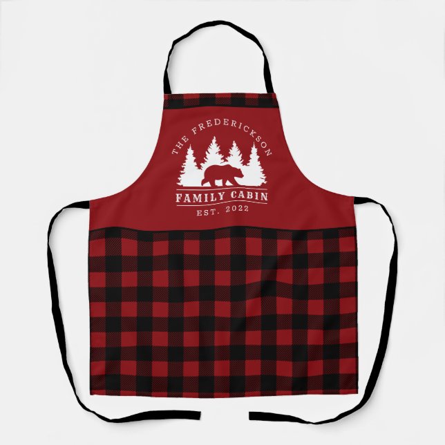 Tablier Cabine de famille personnalisé Black Red Buffalo P (Recto)