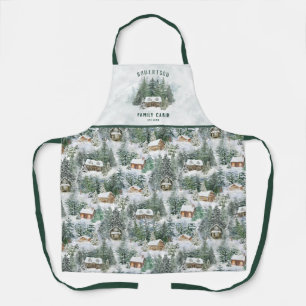 Tablier Cabine familial personnalisé Forêt de pins d'hiver
