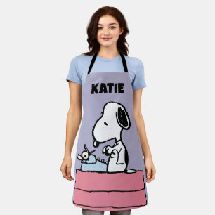 Tablier cacahuètes   Snoopy à la machine à écrire   Ajoute