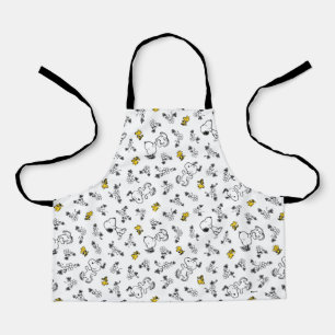 Tablier cacahuètes   Snoopy & Woodstock B&W Flower Motif