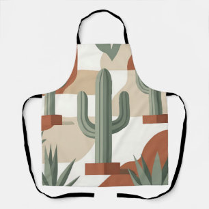 Tablier Cactus vert sauge moderne Terracotta Désert