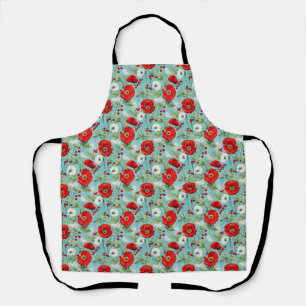 Tablier Cadeau d'anniversaire   Coquelicot rouge et blanc 