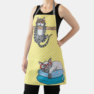 Tablier Cadeau de cuisine à monogramme de chat fantaisiste