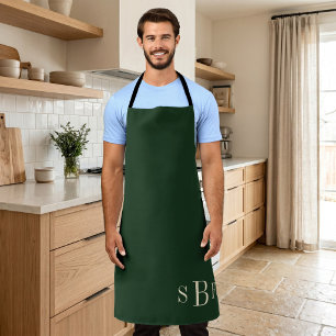 Tablier Cadeau de cuisine boho vert forêt monogramme