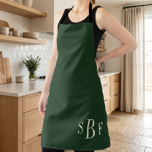 Tablier Cadeau de cuisine boho vert forêt monogramme