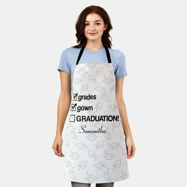 Tablier Cadeau de graduation de nom personnalisé | Drôle G (Porté)