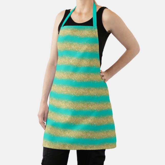 Tablier Cadeau de luxe Populaire Turquoise Gold Parties sc (Insitu)