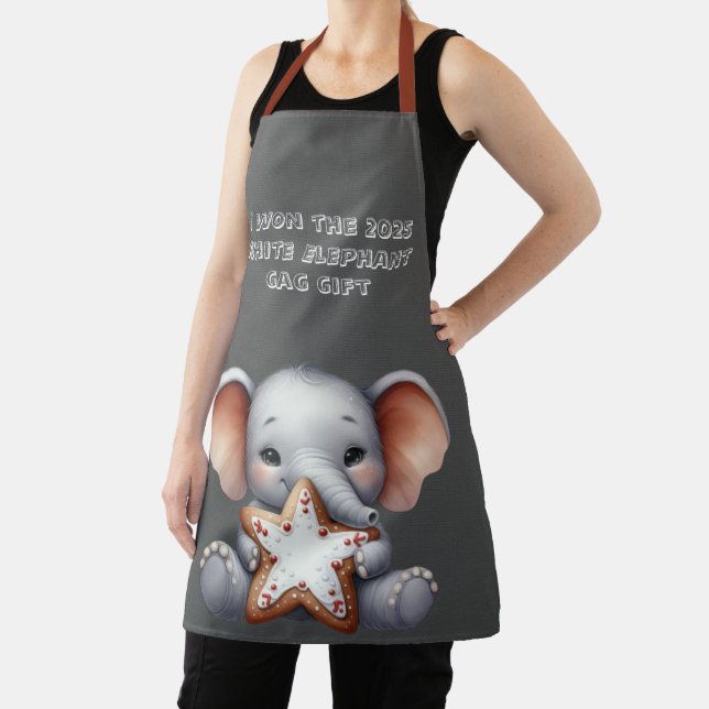 Tablier cadeau de Noël Blanc Eléphant Gag (Insitu)
