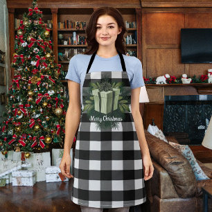 Tablier Cadeau de Noël Plaid Buffalo Vert