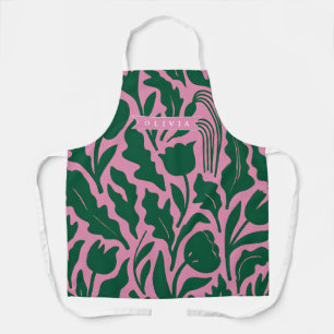 Tablier Cadeau de nom floral botanique rose vif personnali