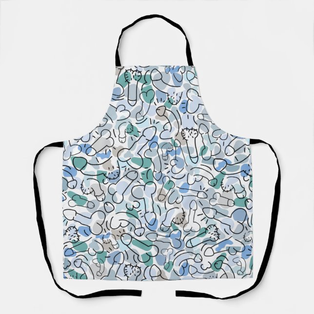 Tablier cadeau d'homme fun bleu (Recto)