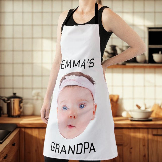 Tablier Cadeau grand-père, Visage bébé personnalisé, Cadea (Créateur téléchargé)
