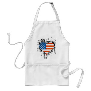 Tablier Cadre floral de coeur de drapeau des Etats-Unis de