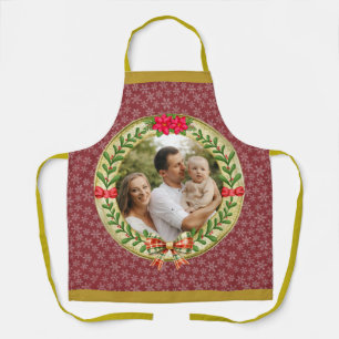 Tablier Cadre photo personnalisé et couronne de Noël