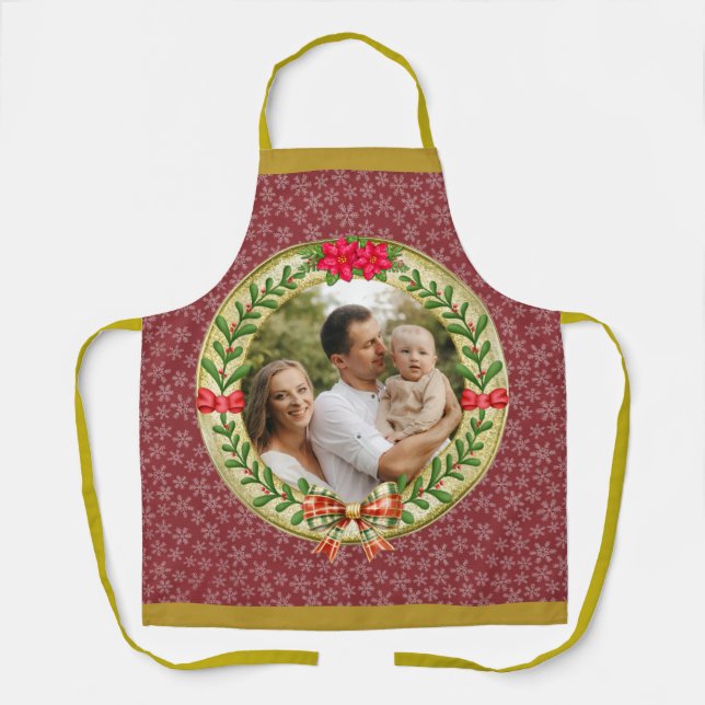 Tablier Cadre photo personnalisé et couronne de Noël (Recto)