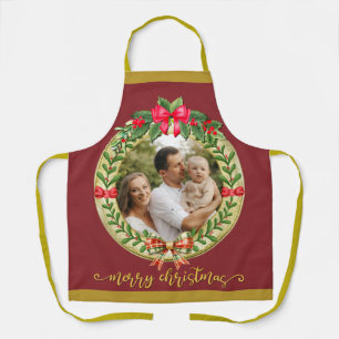 Tablier Cadre photo personnalisé et Couronne de Noël A