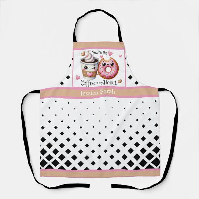 Tablier Café Cute Kawaii et beignets (Recto)