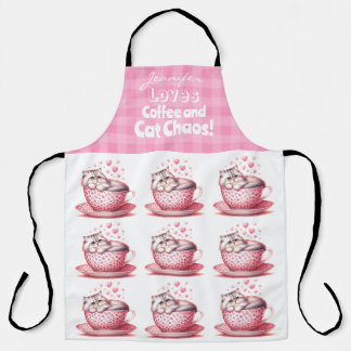 Tablier Café de chat adorable amusant tout-dessus Imprimer