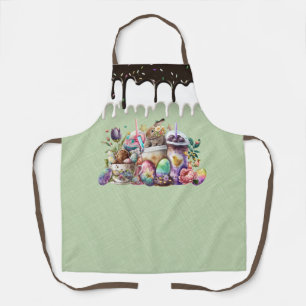 Tablier Café Easter Bunny Aquarelle Boissons