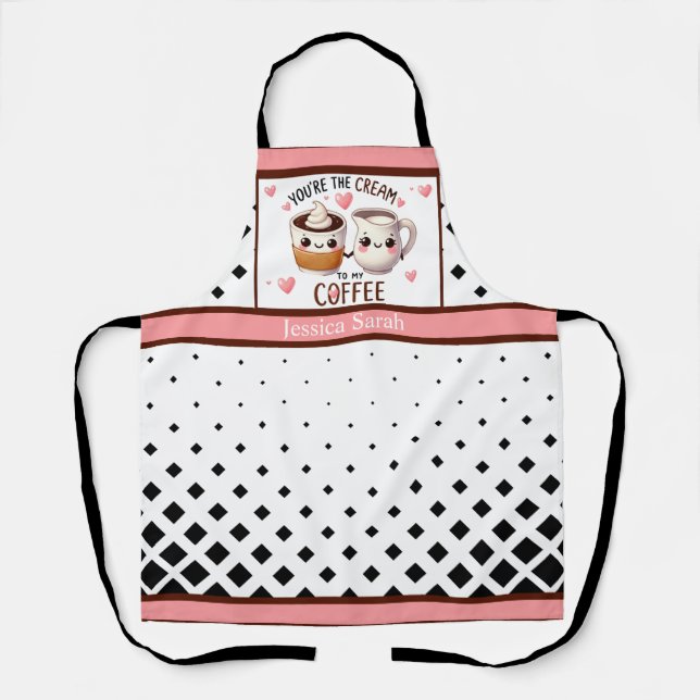 Tablier Café et crème Cute Kawaii (Recto)