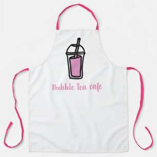 Tablier Café serveuse lait thé bulle thé rose et blanc
