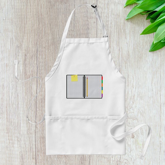 Tablier Cahier de papier millimétré ouvert avec crayon (Créateur téléchargé)