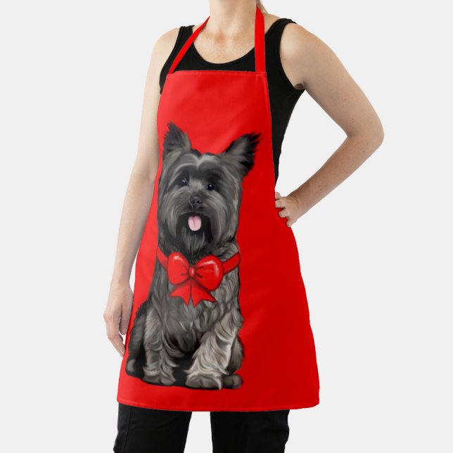 Tablier Cairn Terrier avec boîte de Noël Grand sac cadeau (Insitu)