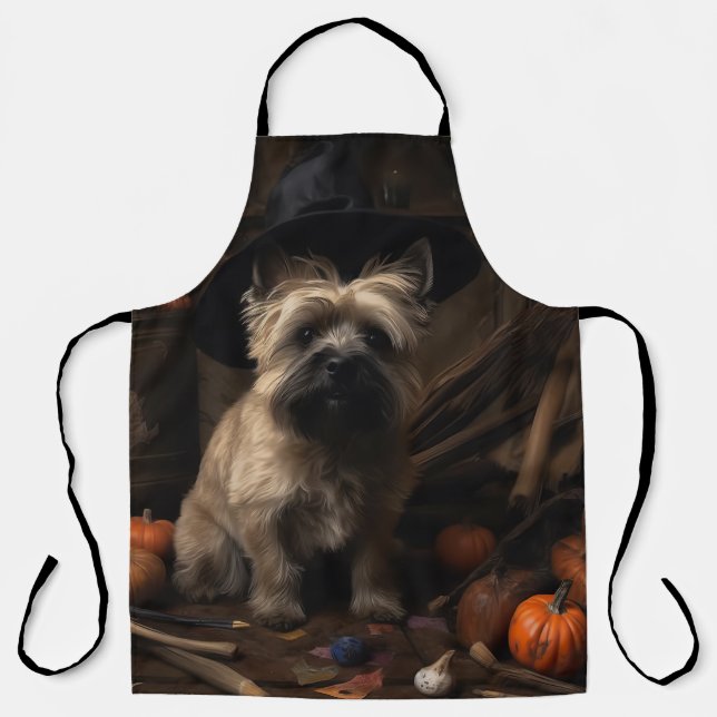 Tablier Cairn Terrier Citrouilles Halloween effroi (Recto)
