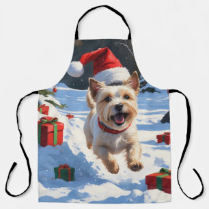Tablier Cairn Terrier Courir en neige avec le Casquette de