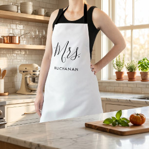Tablier Calligraphie Apron féminin noir et blanc