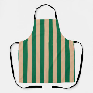 Tablier Camel Beige & Classic Green Stripe