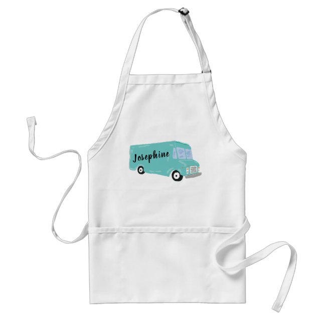 Tablier Camion alimentaire bleu Turquoise personnalisé (Devant)
