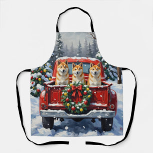 Tablier Camion rouge de Noël Akita Fêtes