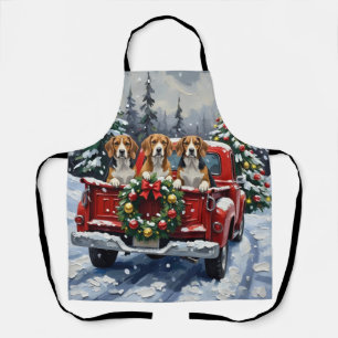 Tablier Camion rouge de Noël Beagle Fêtes