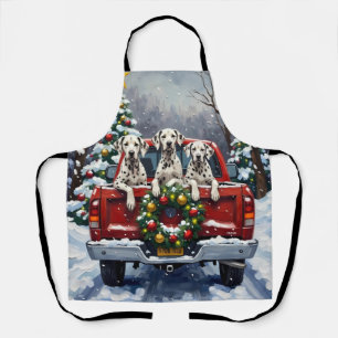 Tablier Camion Rouge de Noël Dalmatien