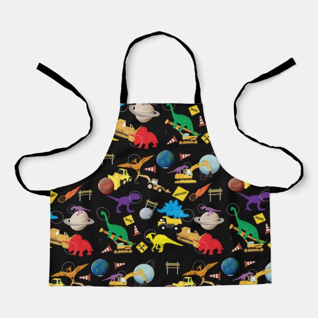 Tablier Camions de construction Astronaut Dinosaures dans  (Recto)