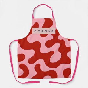 Tablier Camouflage Abstrait Rose et Rouge Personnalisé et