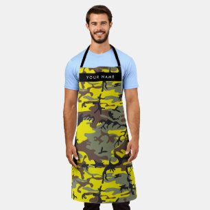 Tablier Camouflage jaune et Brown Votre nom Personnalisez