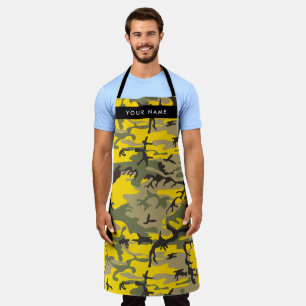 Tablier Camouflage jaune et vert Votre nom Personnalisez