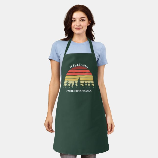Tablier Camping personnalisé Voyage Sunset Forest Green En (Porté)