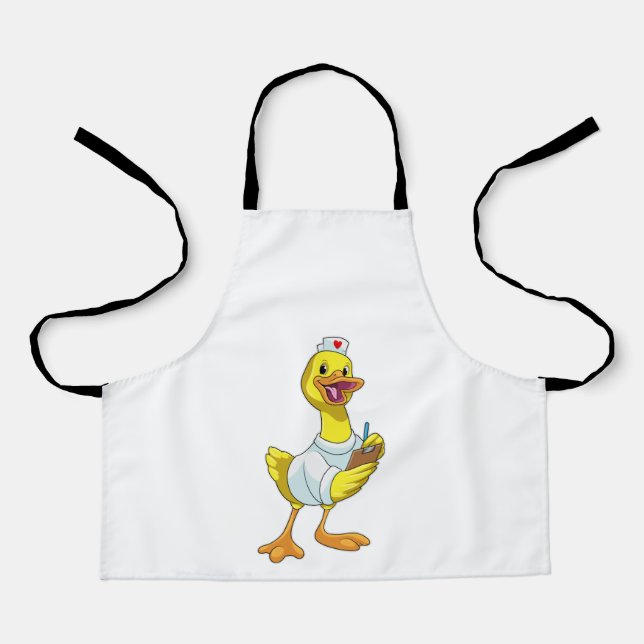 Tablier Canard comme infirmière avec coeur (Recto)