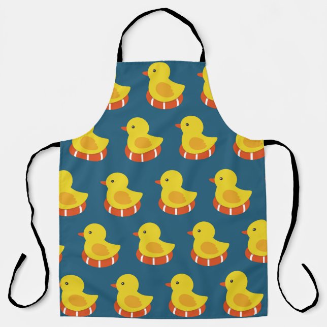 Tablier canard en caoutchouc jaune sans soudure motif. Vin (Recto)