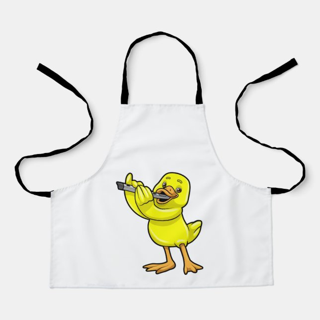 Tablier Canard en musique avec Flûte (Recto)