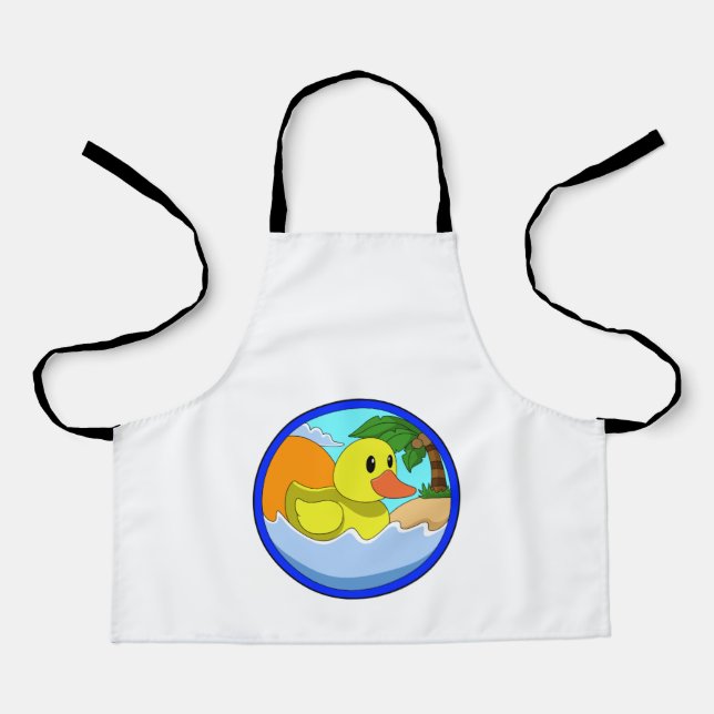 Tablier Canard sur la plage avec palmiers.PNG (Recto)