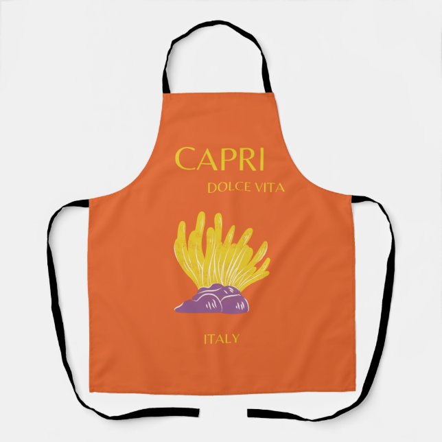 Tablier Capri, Italie, Voyage, Preppy, Orange (Recto)