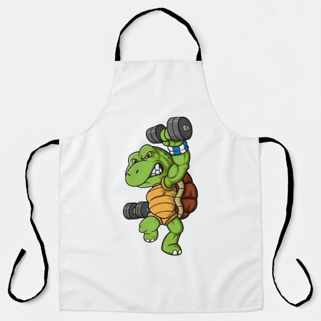 Tablier caractère de tortue avec haltères (Recto)
