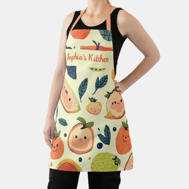 Tablier Caractères Kawaii de fruits doux et jouant (Insitu)