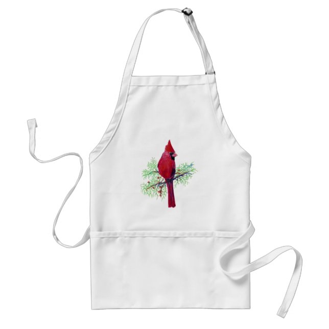 Tablier Cardinal de Noël Aquarelle Oiseau art (Devant)