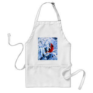 Tablier Cardinal Rouge dans la neige d'hiver